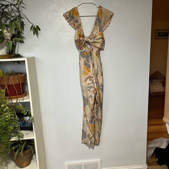 Alice McCall Easy on the Eyes Jumpsuit Floral Pastel Silk Draped Bow Cut Out - Picture 3 of 13